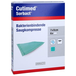 CUTIMED Sorbact Saugkompressen 7x9 cm 6 St Kompressen Produktbild