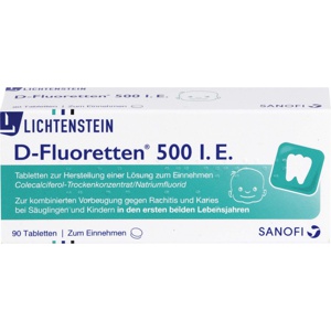 D-Fluoretten 500 I.E. 90 St Tabletten Produktbild