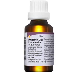 D-vitamin Olja Pharmaprim, orala droppar, lösning 80 IE/droppe, 25 ml produkt bild