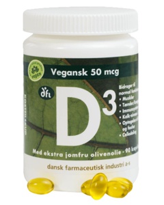 DFI D3 vitamin 50 mcg vegan 90 kap. produktbillede
