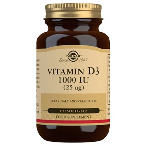 Solgar D3-vitamin 25 mcg softgel - 100 kap. produktbillede