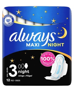 Damenbinden Maxi Night mit Flügeln, 12 St Produktbild