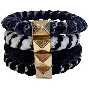 DARK Fluffy Fat Hair Tie Navy Blue Mix 4pk produktbillede