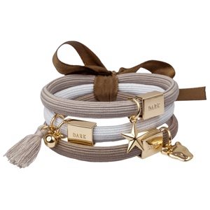 DARK Hair Ties Hair Ties Charm Combo Warm Taupe Gold 3pk produktbillede