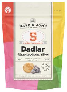 Dave & Jon's Dadlar S-märke Supersur Ananas/Citron 125 g produkt bild