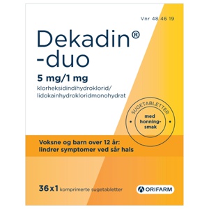Dekadin-duo Sugetabletter 5/1mg Honning produktbilde
