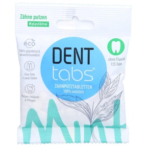 DENTTABS Zahnputztabletten stevia-mint fluoridfrei 125 St Tabletten Produktbild