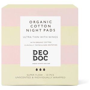 DeoDoc Organic Cotton Night Pads 10 stk. produktbillede