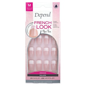 Depend French Look Pink Shimmer Medium Square 24 stk produktbillede