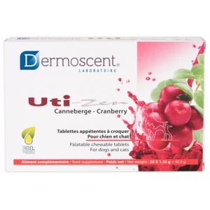 Dermoscent Uti-zen tranebær tabletter hund og katt 30 stk produktbilde