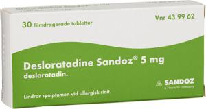 Desloratadine Sandoz, filmdragerad tablett 5 mg 30 st