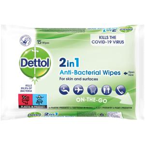 Dettol 2in1 Desinfektionswipes för händer & ytor 15 st