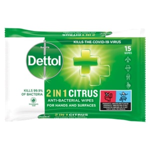 Dettol 2i1 Antibacterial Wipes produktbillede