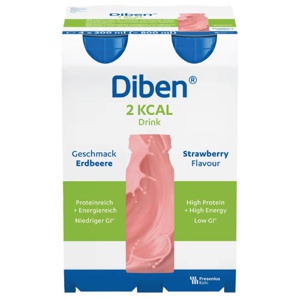Diben 2kcal Drink næringsdrikk, Jordbær, 4x200 ml produktbilde