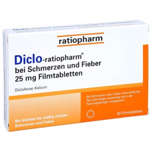 DICLO-RATIOPHARM bei Schmerzen u.Fieber 25 mg FTA Produktbild