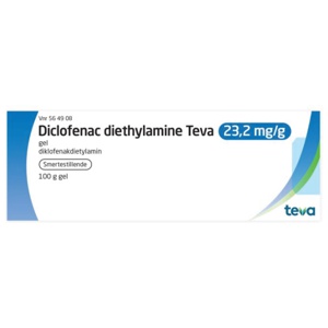 Diclofenac diethylamine Teva 23,2 mg/g gel 100 g produktbilde