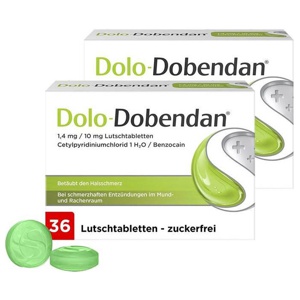 Dolo-Dobendan 1,4 mg / 10 mg Lutschtabletten, 2x36 St Lutschtabletten Produktbild