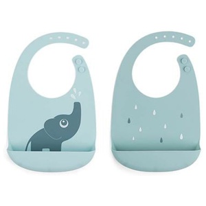 Done by Deer Silicone Bib 2-pack Elphee, Blue produkt bild