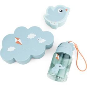 Done by Deer Lunch & Snack Box w/straw Bottle Playground Blue produkt bild