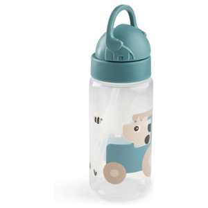 Done by Deer Straw bottle Tiny Farm Blue 350 ml produkt bild