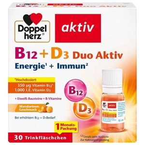 Doppelherz B12 + D3 Duo Aktiv Trinkampullen, 30 St Trinkampullen Produktbild