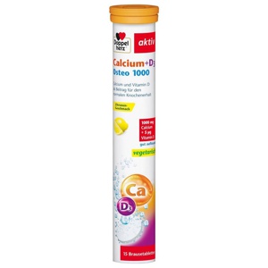 Doppelherz Calcium+D3 Osteo 1000 Brausetabletten, 15 St Brausetabletten Produktbild