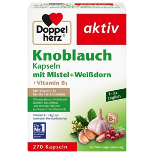 Doppelherz Knoblauch Kapseln mit Mistel + Weißdorn + Vitamin B1, 270 St Kapseln Produktbild