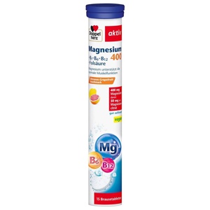 Doppelherz Magnesium 400+B-Vitamine+Folsäure Brausetabletten, 15 St Brausetabletten Produktbild