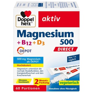 Doppelherz Magnesium 500 + B12 + D3 Depot Direct Pell., 60 St Pellets Produktbild