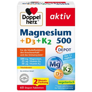 DOPPELHERZ Magnesium 500+D3+K2 Depot Tabletten Produktbild