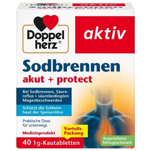 DOPPELHERZ Sodbrennen akut+protect Kautabletten Produktbild