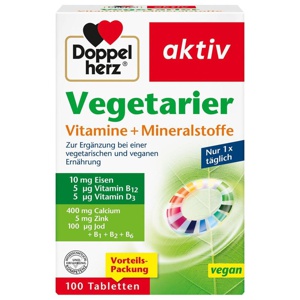 Doppelherz Vegetarier Vitamine + Mineralstoffe aktiv, 100 St Tabletten Produktbild
