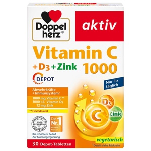 DOPPELHERZ Vitamin C 1000+D3+Zink Depot Tabletten Produktbild