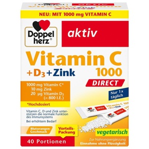 Doppelherz Vitamin C 1000 + D3 + Zink Direct Pellets, 40 St Pellets Produktbild