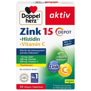 Doppelherz Zink + Histidin + Vitamin C Depot aktiv Tab, 30 St Tabletten Produktbild