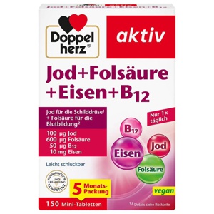 Doppelherz Jod+Folsäure+Eisen+B12 Tabletten Produktbild