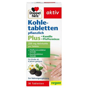 Doppelherz Kohletabletten + Kamille + Pfefferminze, 30 St Tabletten Produktbild