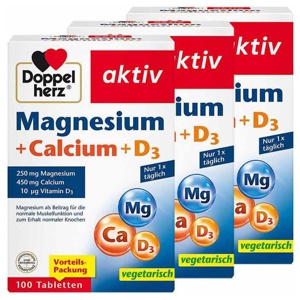 Doppelherz Magnesium + Calcium + D3 Tabletten, 3x100 St Tabletten Produktbild