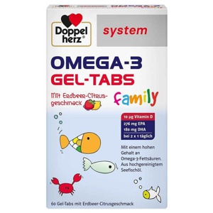 DOPPELHERZ Omega-3 Gel-Tabs family Erdb.Cit.system Produktbild