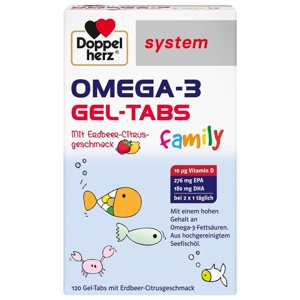 DOPPELHERZ Omega-3 Gel-Tabs family Erdb.Cit.system Produktbild