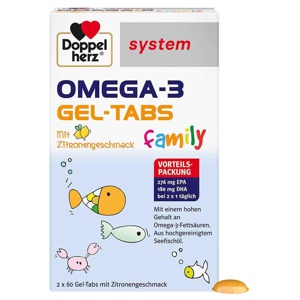 DOPPELHERZ Omega-3 Gel-Tabs family system Produktbild