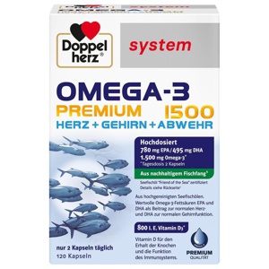DOPPELHERZ Omega-3 Premium 1500 system Kapseln Produktbild
