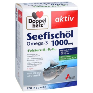 DOPPELHERZ Seefischöl Omega-3 1.000 mg+Fols.Kaps. Produktbild