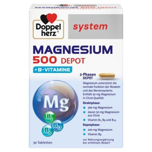 Doppelherz System magneesium 500 Depot+B vitamiinid tabletid N30 toote pilt