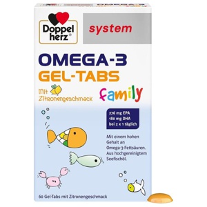DOPPELHERZ Omega-3 Gel-Tabs family system Produktbild