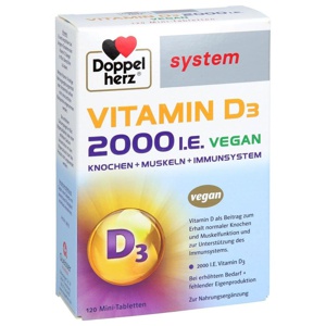 Doppelherz system VITAMIN D3 2000 I.E. VEGAN 120 St Tabletten Produktbild