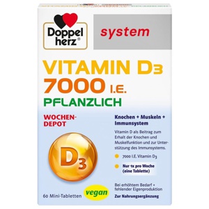 DOPPELHERZ Vitamin D3 7000 I.E. pflanzlich sys.TAB Produktbild