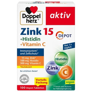 Doppelherz Zink + Histidin + Vitamin C Depot aktiv Tab, 100 St Tabletten Produktbild