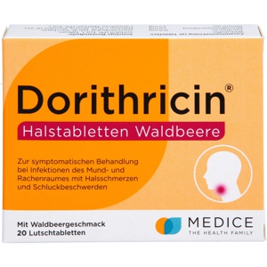 Dorithricin® Halstabletten Waldbeere bei Halsschmerzen, 20 St Lutschtabletten Produktbild