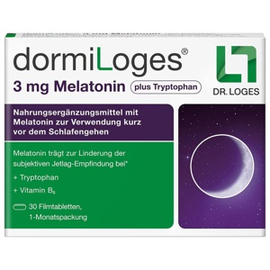 dormiLoges 3 mg Melatonin plus Tryptophan 30 St Filmtabletten Produktbild